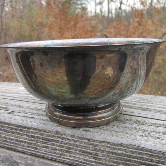 Gorham Vintage Silver-Plated Revere Style 6.5" Bowl Tarnished Pedestal 1960s - Picture 5 of 9